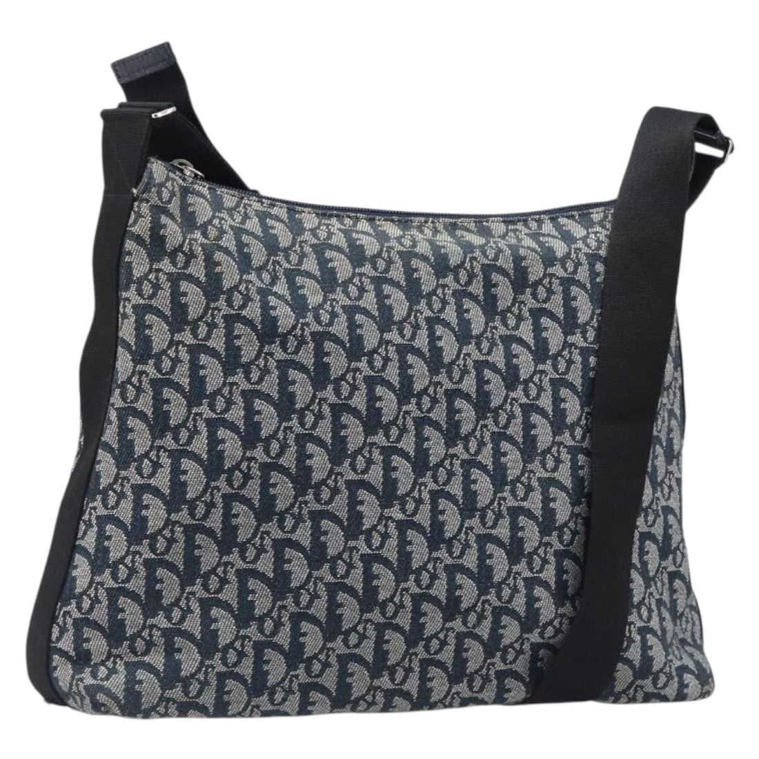 Christian Dior Trotter Canvas Shoulder Bag Navy Silver (Grade BC)