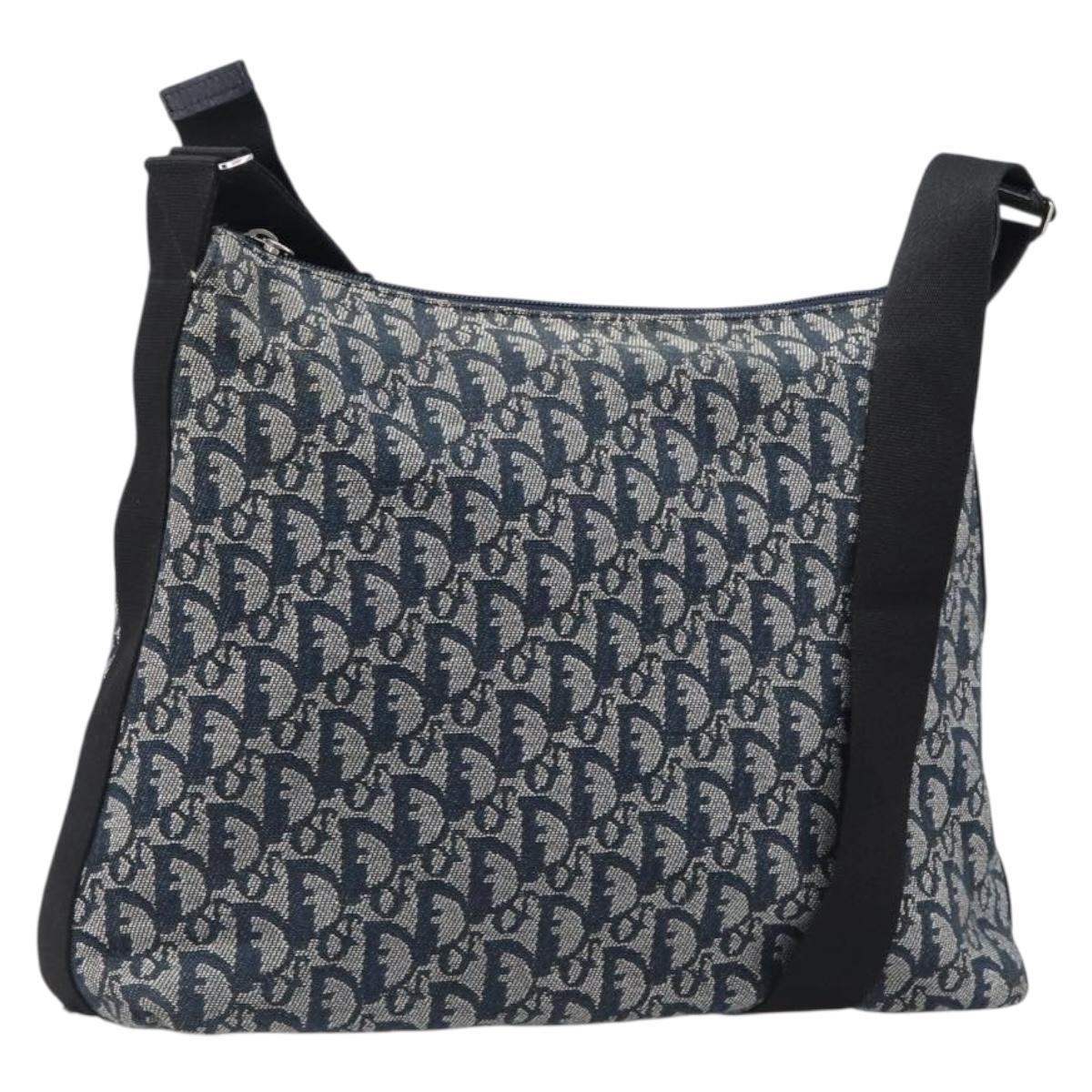 Christian Dior Trotter Canvas Shoulder Bag Navy Silver (Grade BC)