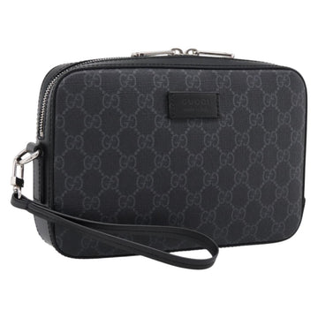 Gucci GG Supreme Clutch Bag PVC Black Silver