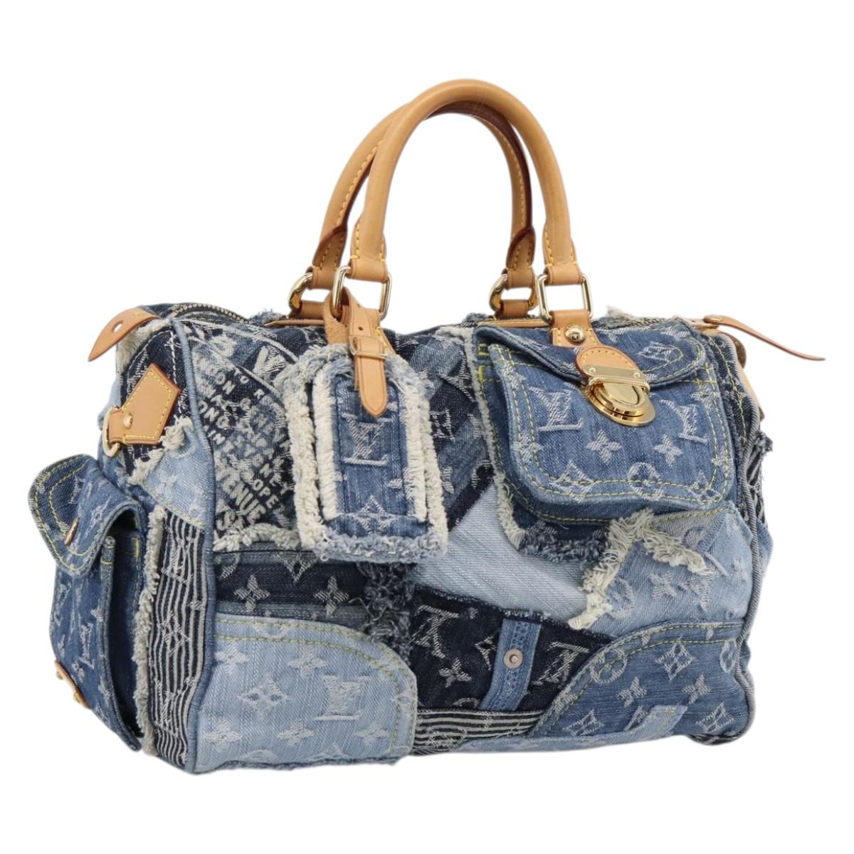 Louis Vuitton Monogram Denim Patchwork Speedy 30 Bag Blue