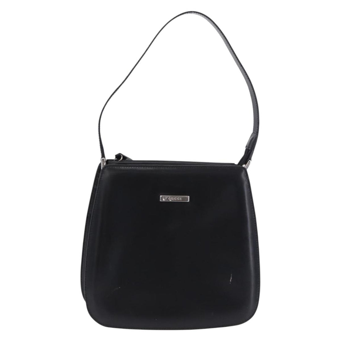 GUCCI Shoulder Bag Patent Black Silver 007 2046 Auth 198371