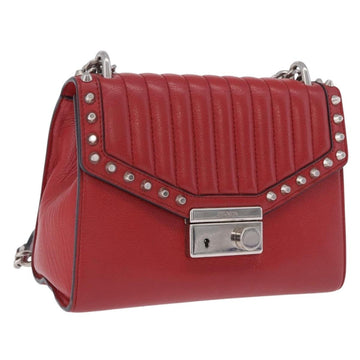 Prada Chain Shoulder Bag Leather Red Silver