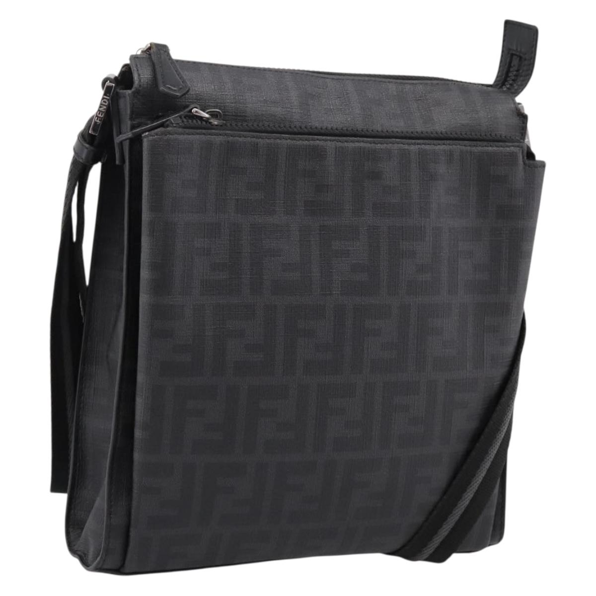 Fendi Zucca Canvas Shoulder Bag PVC Black Silver