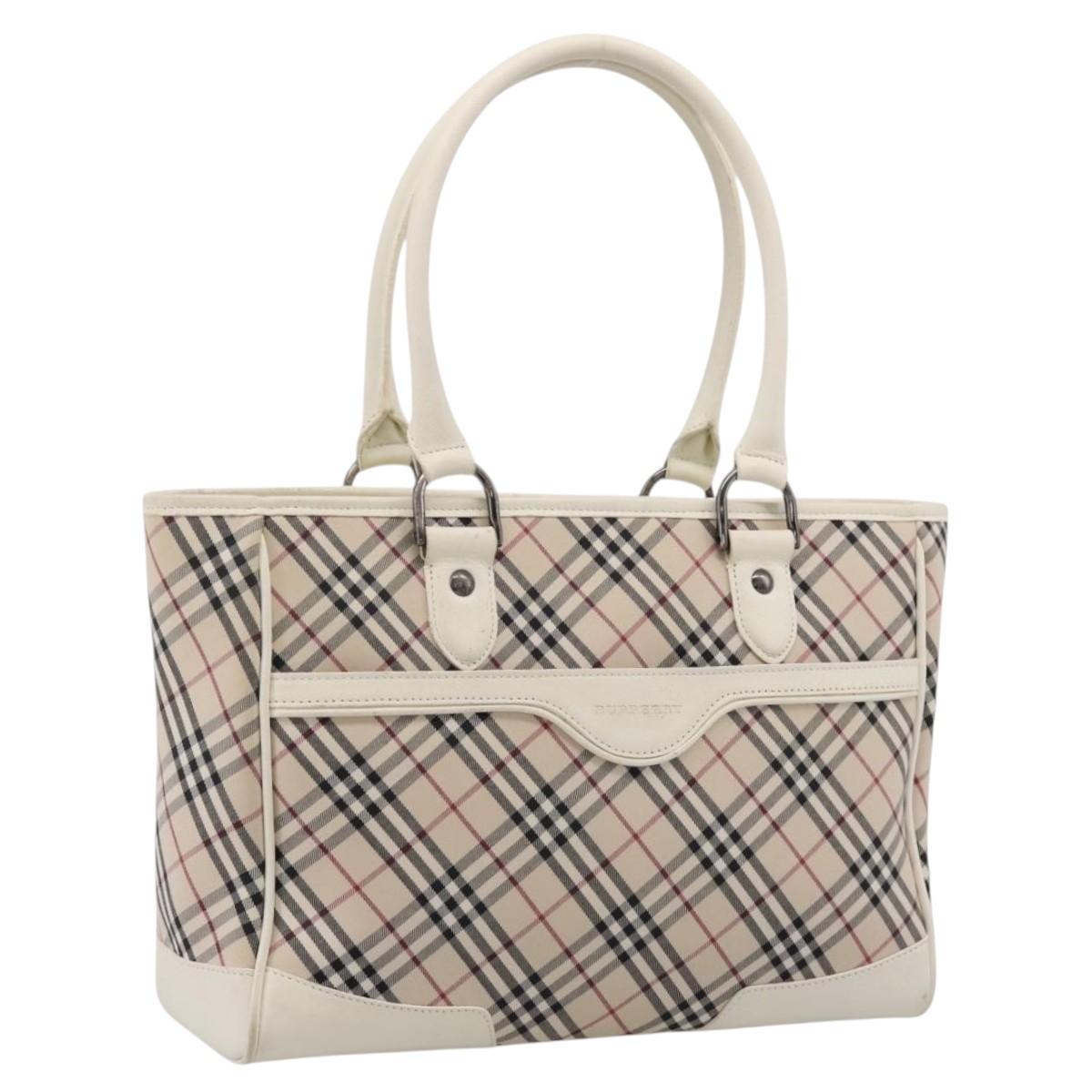 Burberry Nova Check Handbag Canvas Beige Silver (Grade BC)