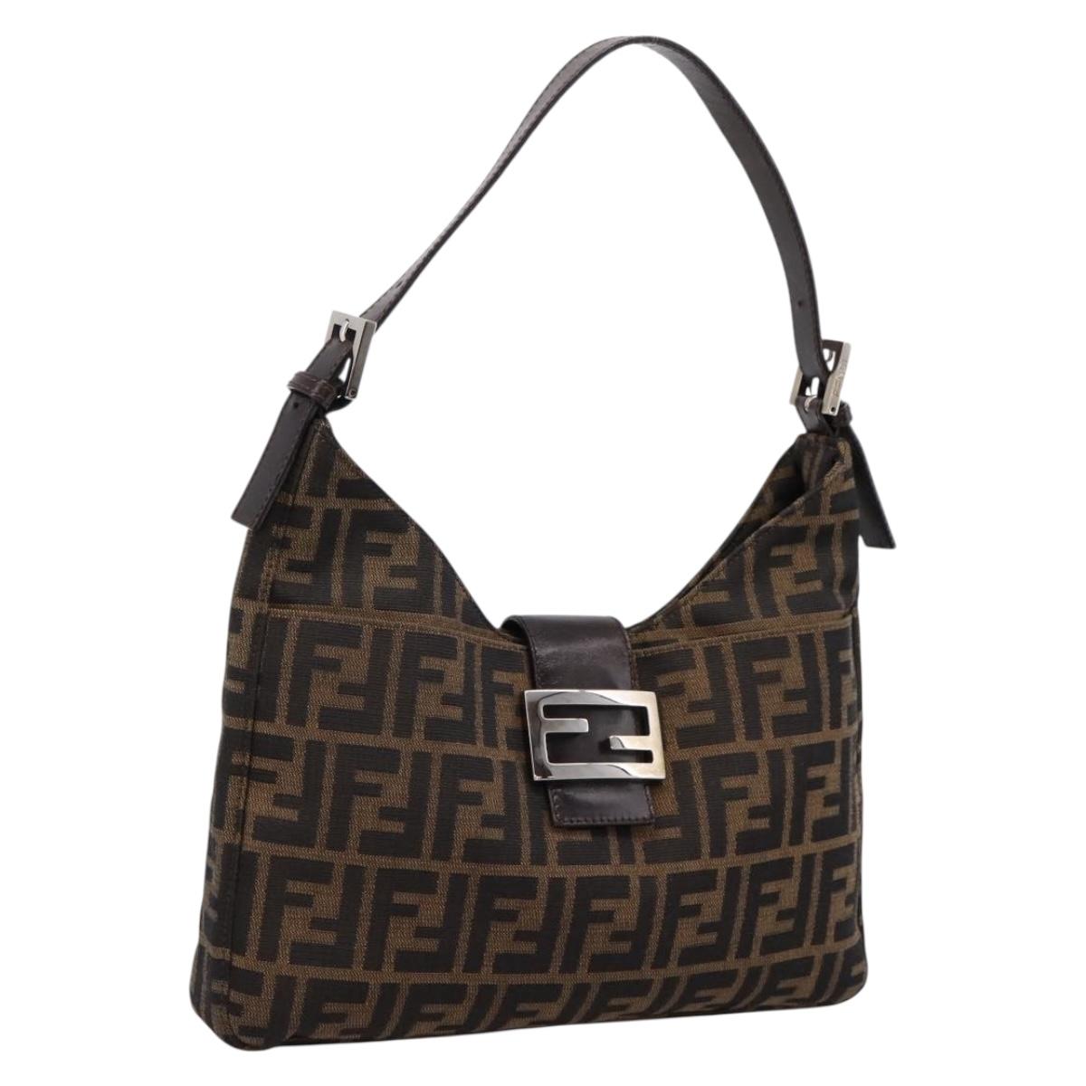 Fendi Zucca Canvas Mamma Baguette Shoulder Bag Black Brown (Grade B)