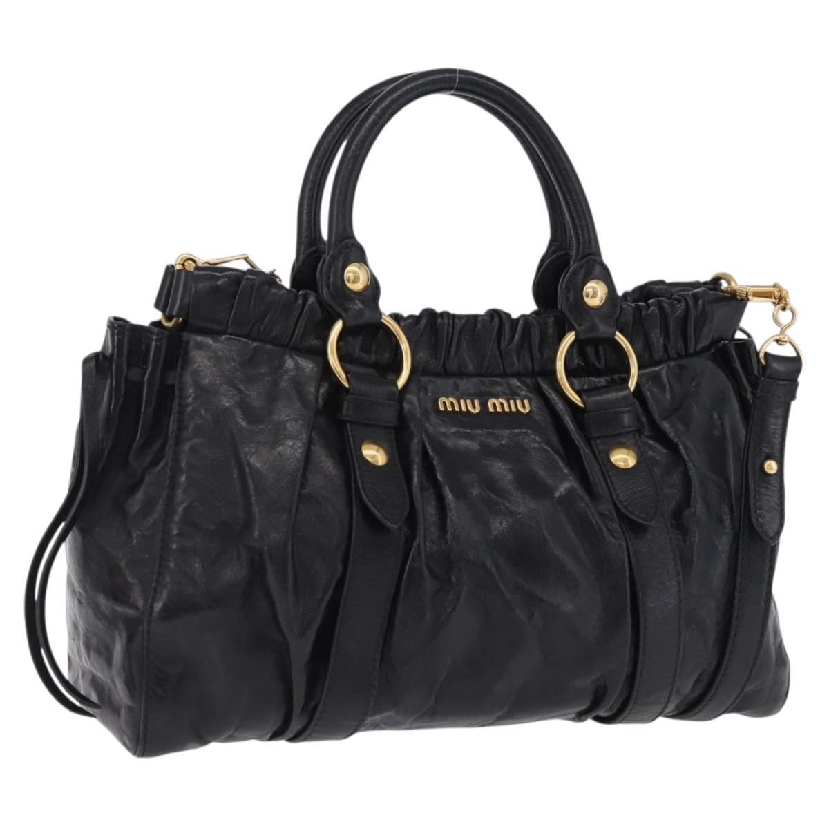 Miu Miu Handbag Leather 2way Black Gold Tone (Grade AB)