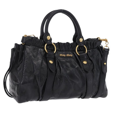 Miu Miu Handbag Leather 2way Black Gold Tone (Grade AB)