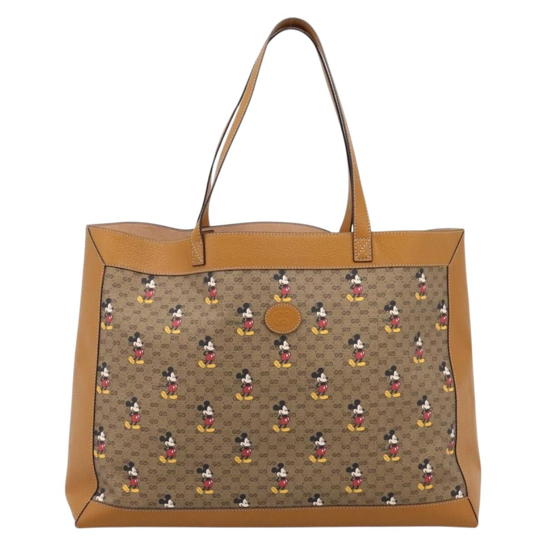 GUCCI GUCCIxDisney Micro GG Supreme Tote Bag PVC Beige Gold 547947 Auth am12393M