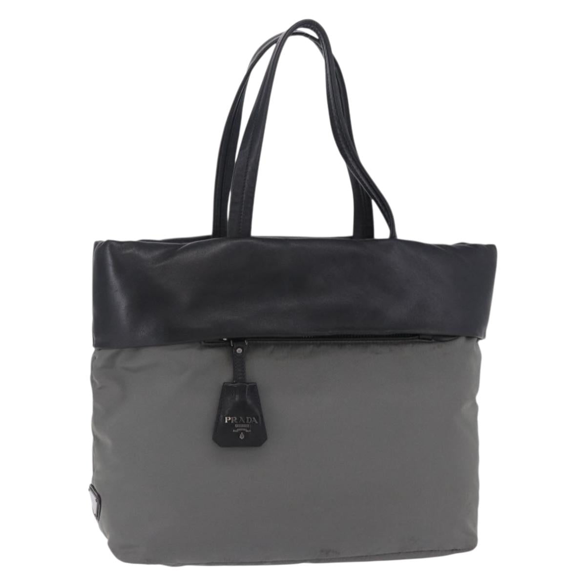 Prada Handbag Nylon Gray Silver