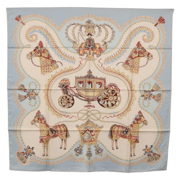 HERMES Carre 90 Scarf Silk Light Blue Auth 186988