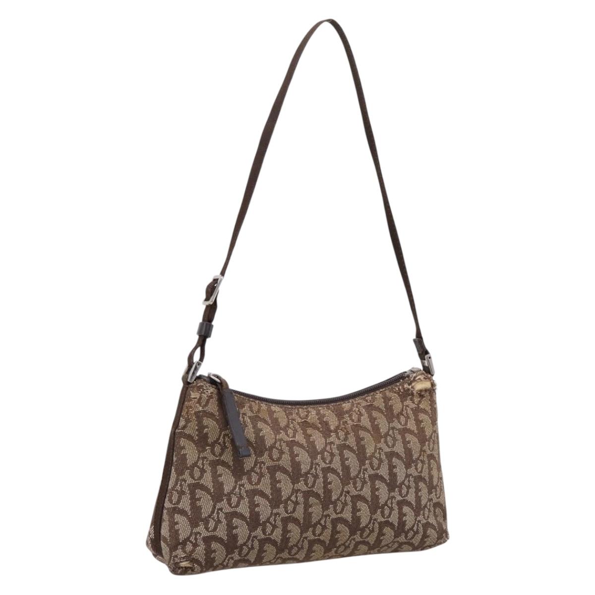 Christian Dior Trotter Canvas Accessory Pouch Beige Silver