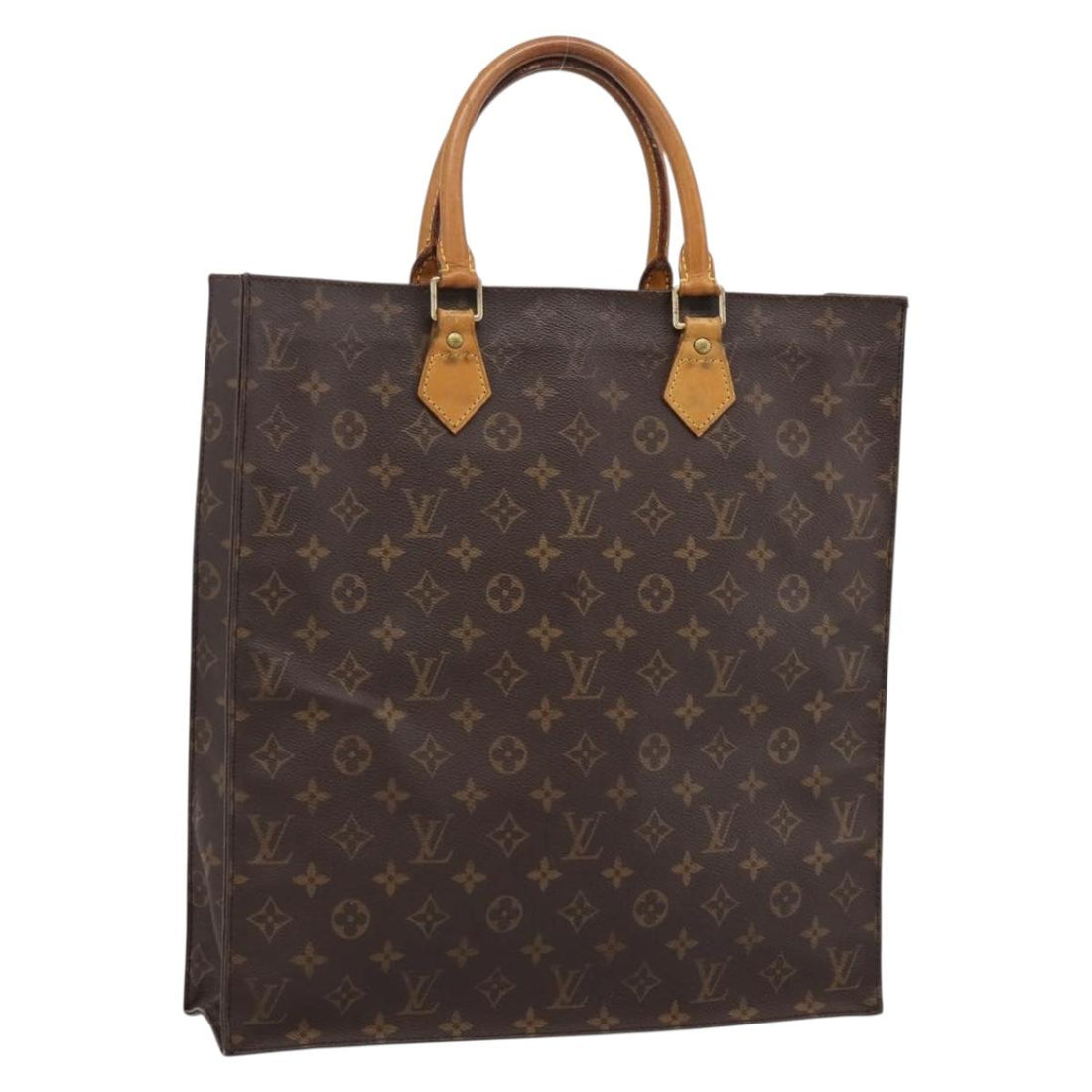 LOUIS VUITTON Monogram Sac Plat Hand Bag M51140 LV Auth 197486
