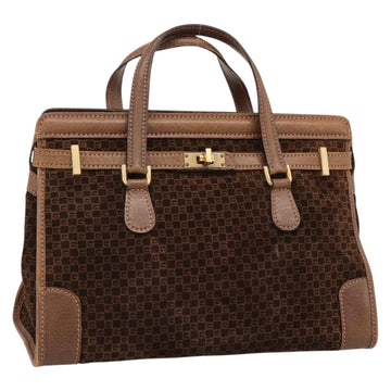 GUCCI Hand Bag Suede Brown Gold Tone Auth ep15706