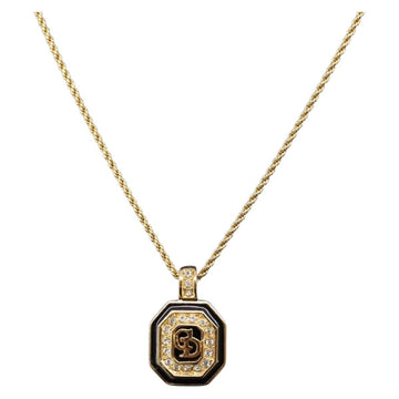 Christian Dior Rhinestone Necklace metal Gold Tone (Grade A)