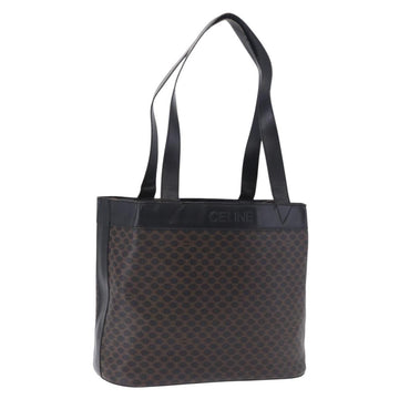 CELINE Macadam Canvas Tote Bag PVC Leather Black Gold Auth BA15122
