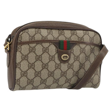 GUCCI GG Supreme Web Sherry Line Bag PVC Beige Gold 116 02 089 Auth ka5771