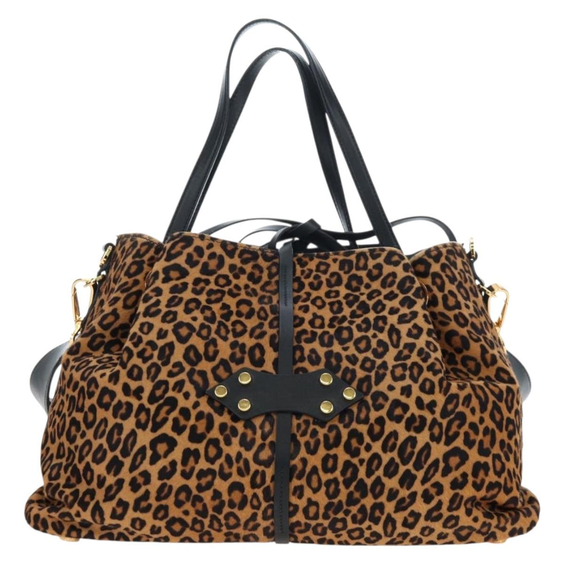 Miu Miu Tote Bag Harako Leather 2way Brown Gold Auth 196354M