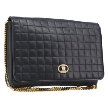 Celine Chain Shoulder Bag Leather Black Gold