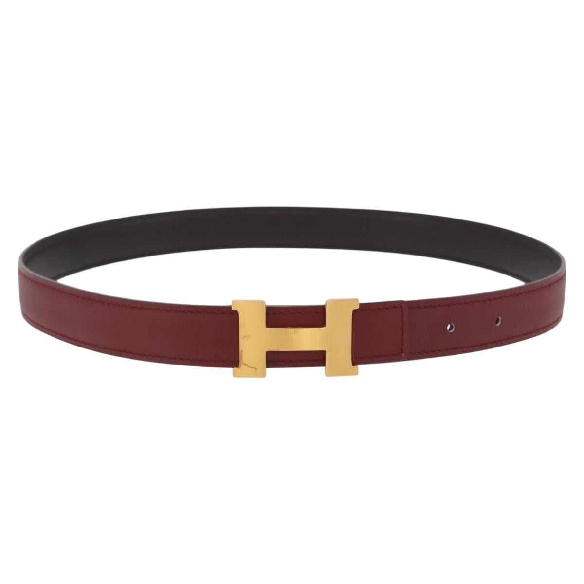 Hermès Constance H Belt Leather 33.1" Red Gold