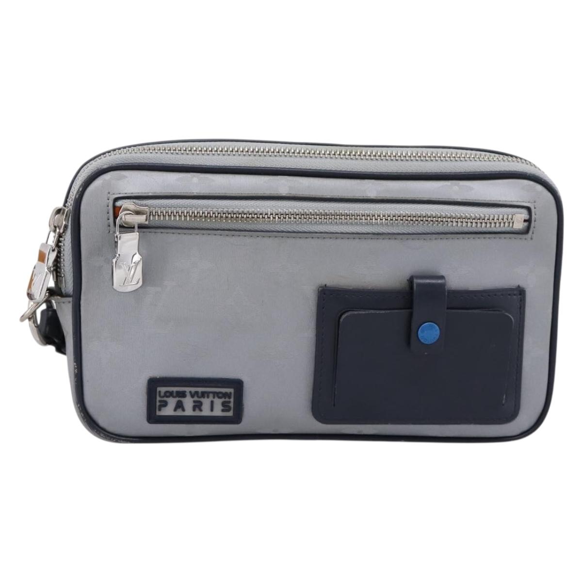 Louis Vuitton Monogram Satellite Alpha Clutch Bag Silver