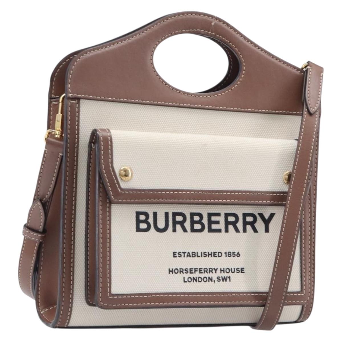 Burberry Handbag Canvas 2way Beige Gold