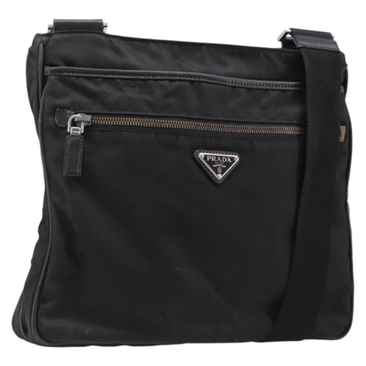 Prada Shoulder Bag Nylon Black Silver (Grade C)