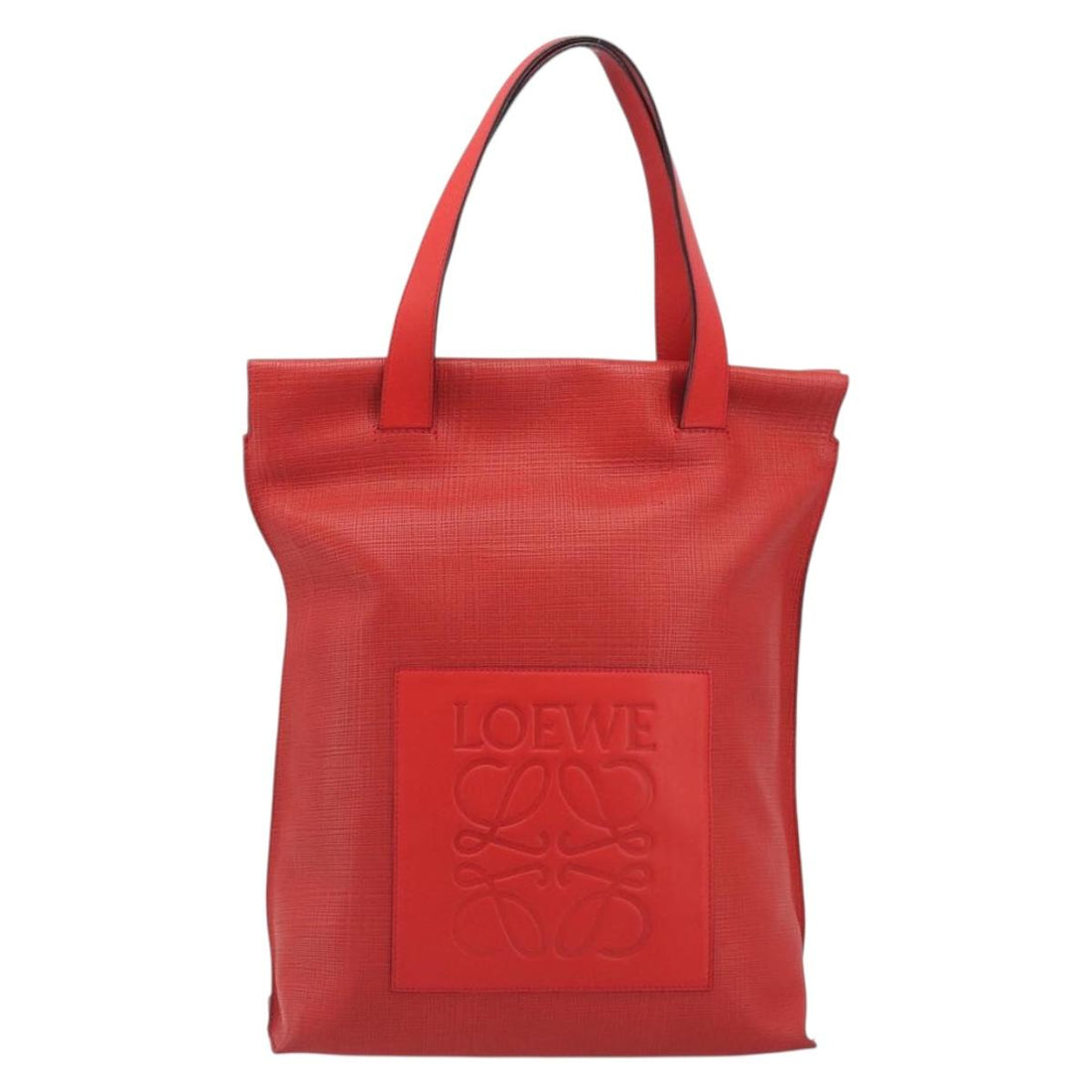 LOEWE Anagram Tote Bag Leather PVC Red Gold Auth 196653A