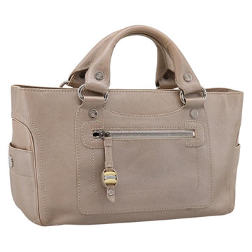 Celine Boogie Bag Handbag Leather Beige Silver