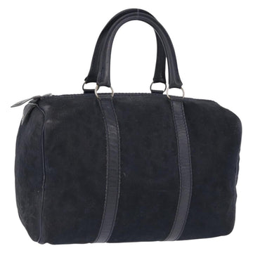 Christian Dior Trotter Canvas Boston Bag Suede Navy Silver Auth ka5806