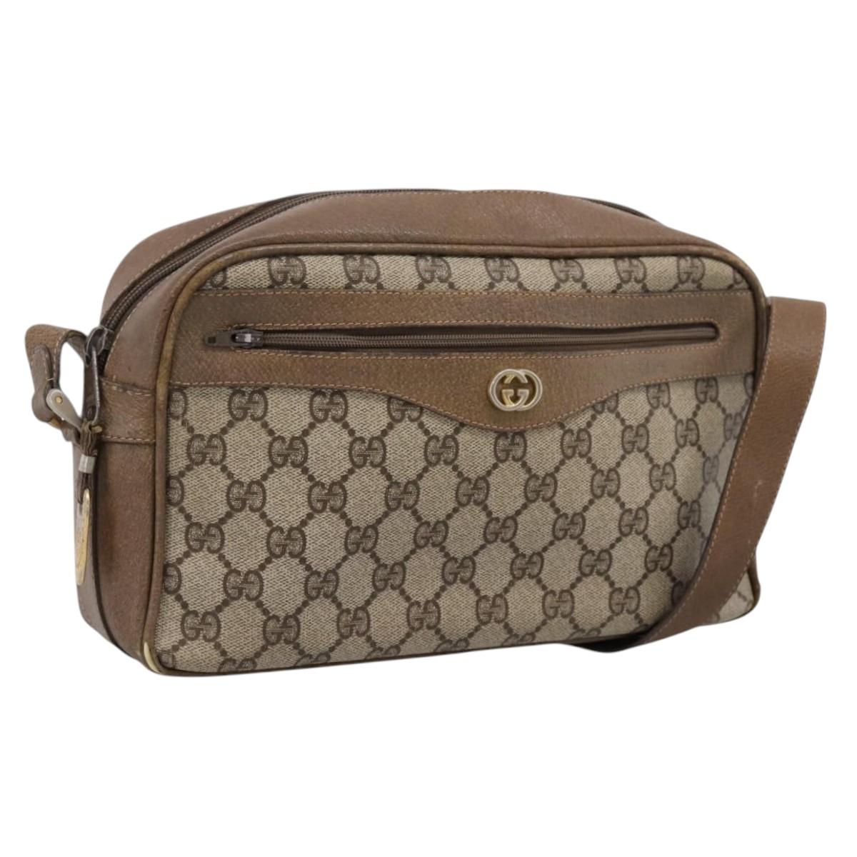 Gucci GG Supreme Shoulder Bag PVC Beige Gold (Grade D)