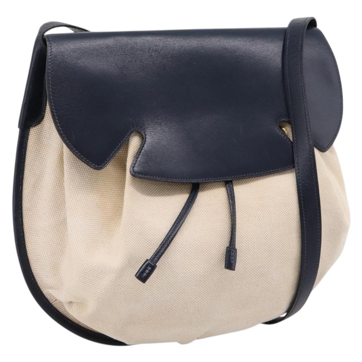 Hermès Shoulder Bag Canvas Beige Gold