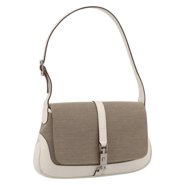 GUCCI Jackie Shoulder Bag Canvas Beige Silver 001 3824 Auth ep15824A