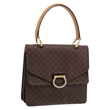 CELINE Macadam Canvas Hand Bag PVC Leather Brown Gold Auth mr2822