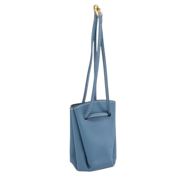 HERMES Vespa Pouch Leather Blue Gold Auth BA15248V