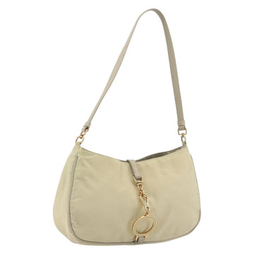 PRADA Shoulder Bag Nylon Ivory Gold Auth 197466A