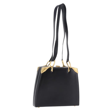 CELINE Shoulder Bag Leather Black Gold Auth 197483A