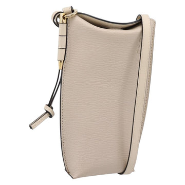 LOEWE Shoulder Pouch Gate Pocket Shoulder Bag Leather Ivory Gold Auth ka5747V