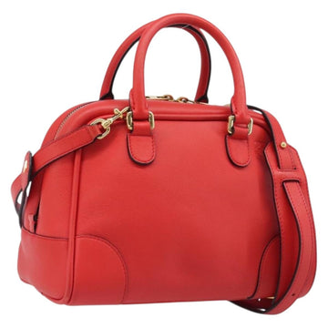 Loewe Handbag Leather 2way Red Gold