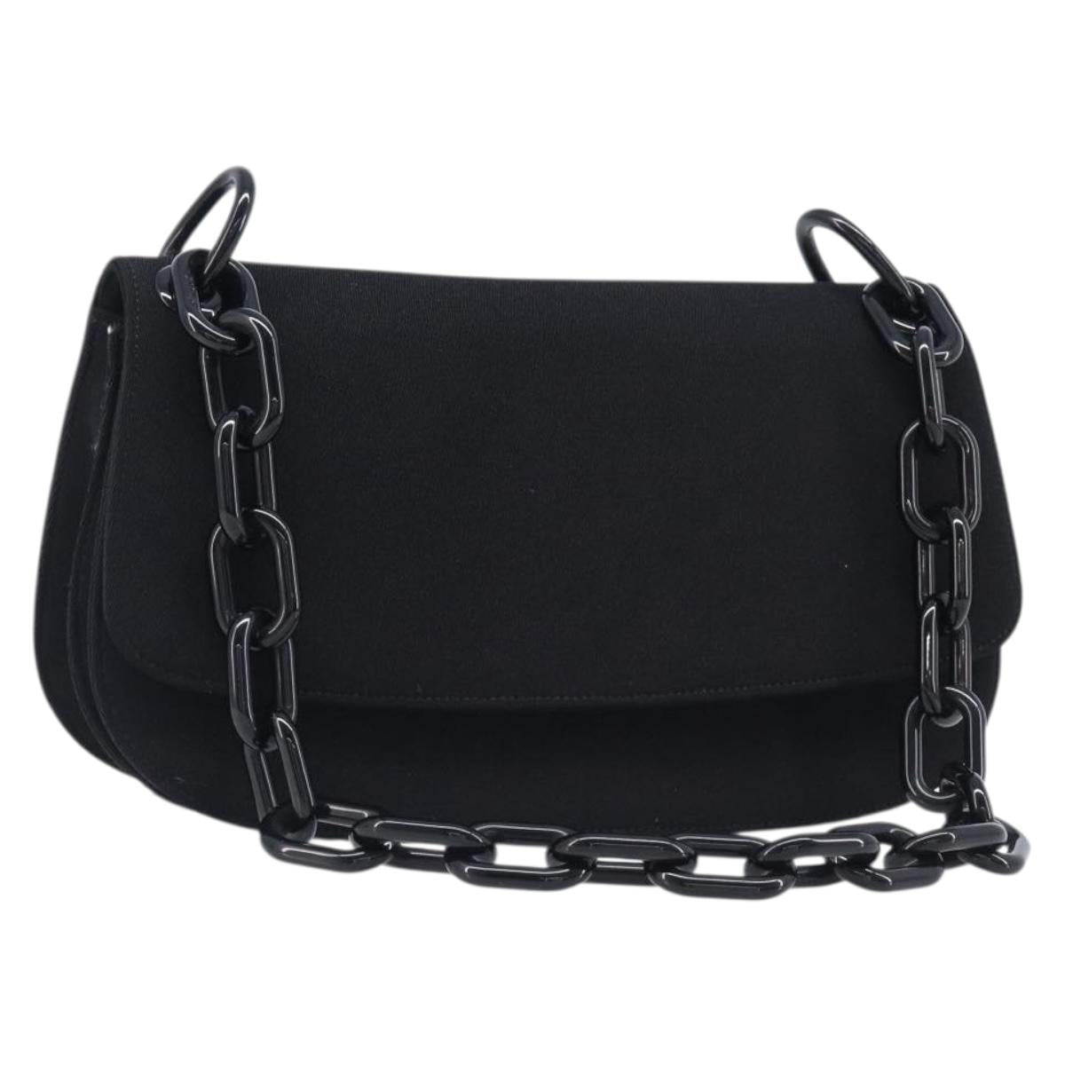 Prada Plastic Chain Shoulder Bag Cotton Black