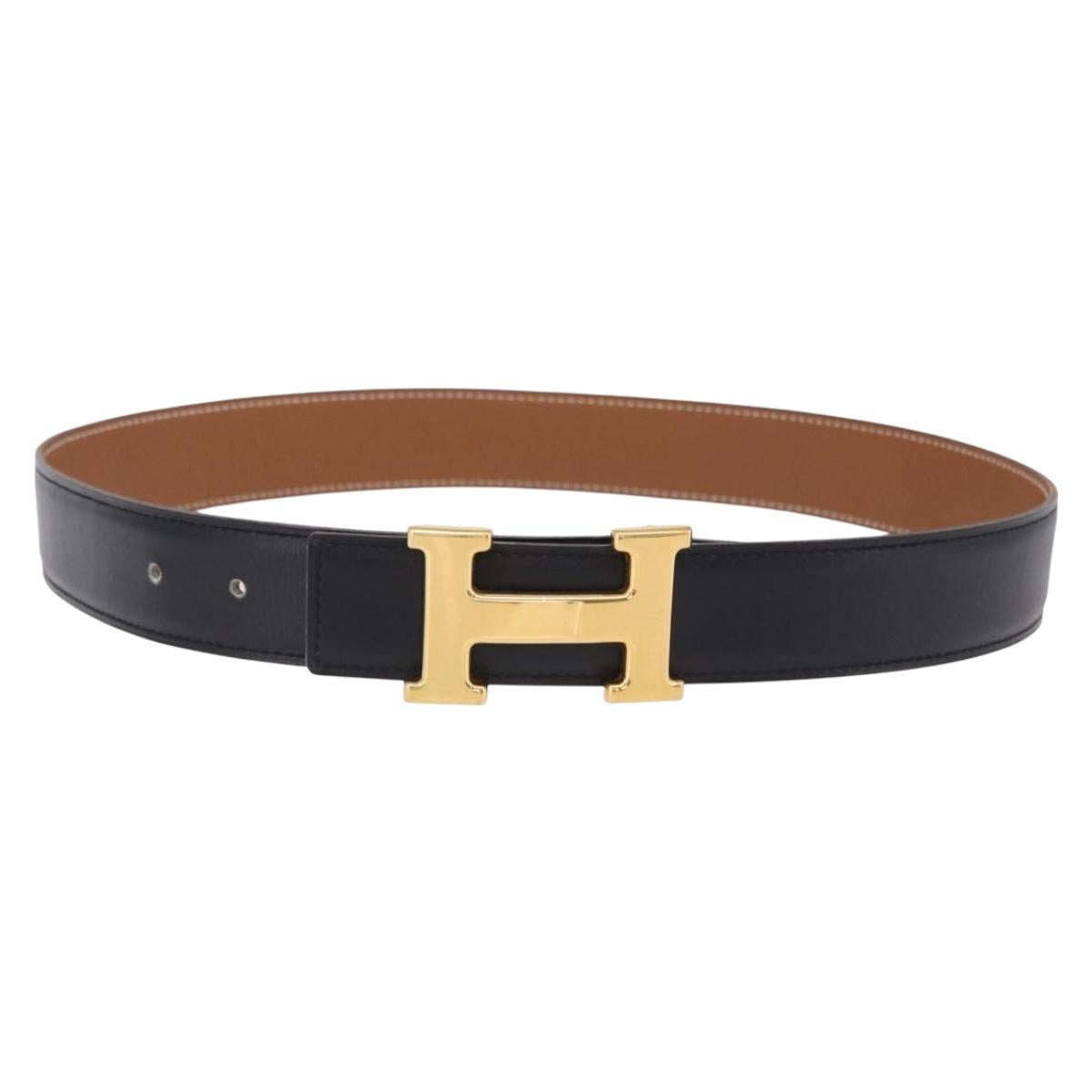Hermès Constance H Belt Leather 33.9" Black Gold
