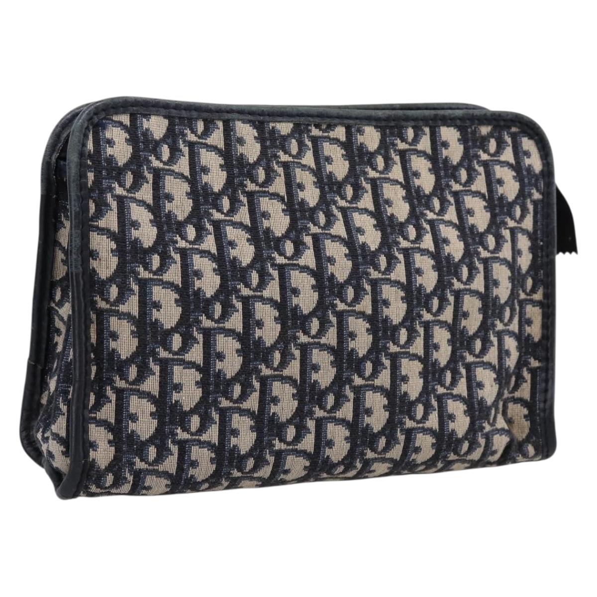 Christian Dior Trotter Canvas Clutch Bag Navy Silver