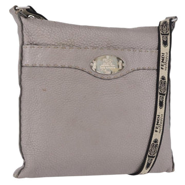 FENDI Celeria Shoulder Bag Leather Silver 8BT109 Auth BA14855