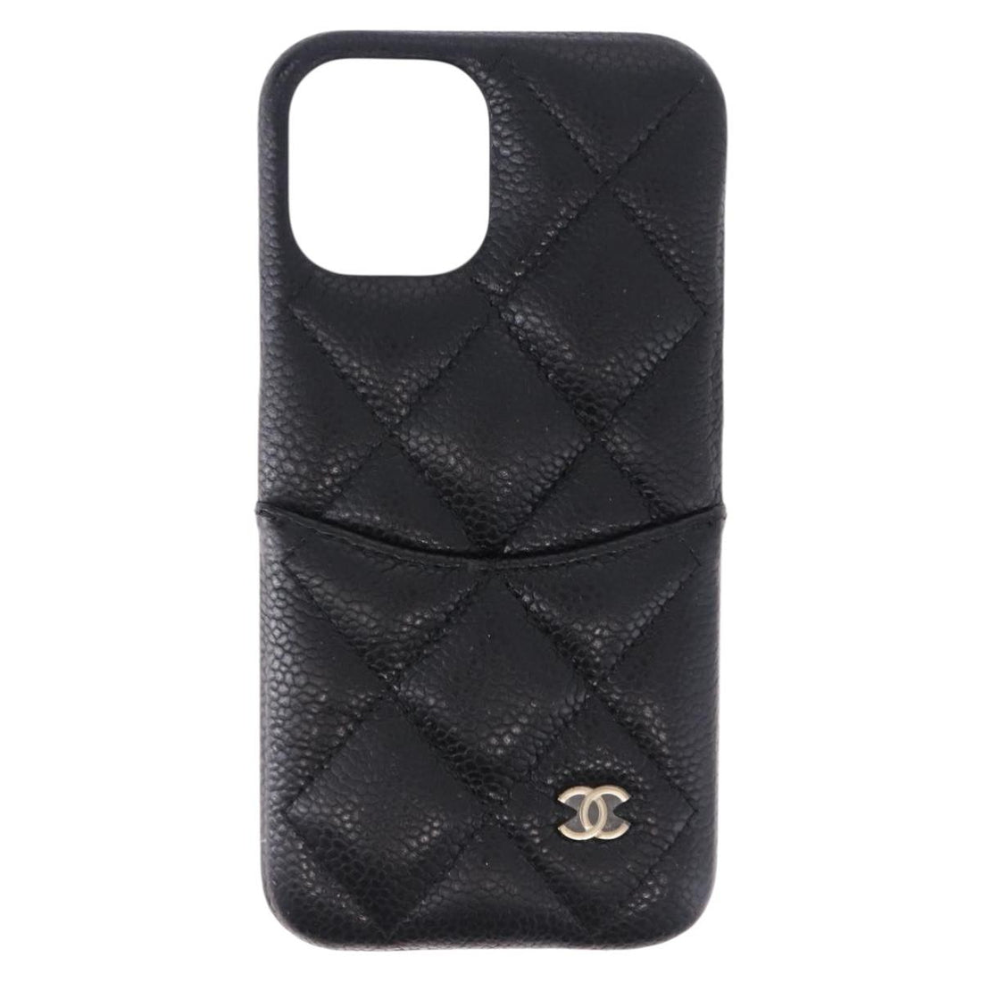CHANEL iPhone11 iPhone Case Caviar Skin Black CC Auth BA15247V