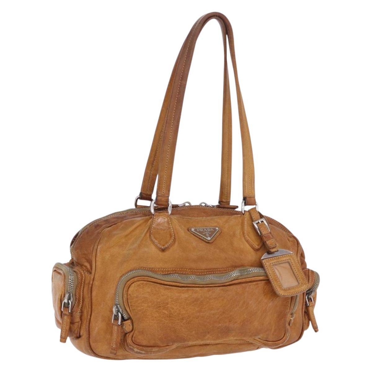 Prada Handbag Leather Brown Silver (Grade BC)