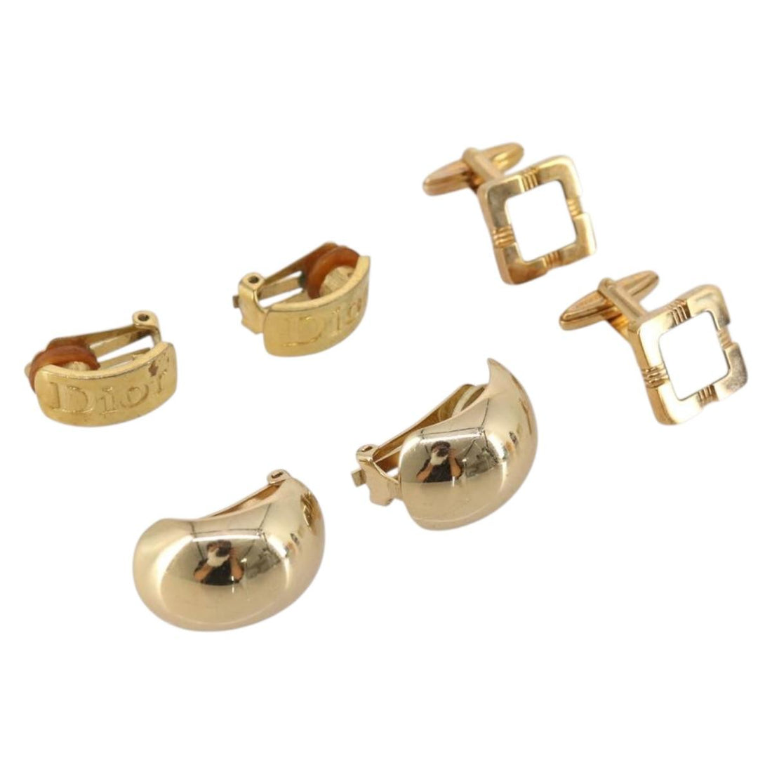 Christian Dior Cuffs Earring Metal 3 Set Gold Tone