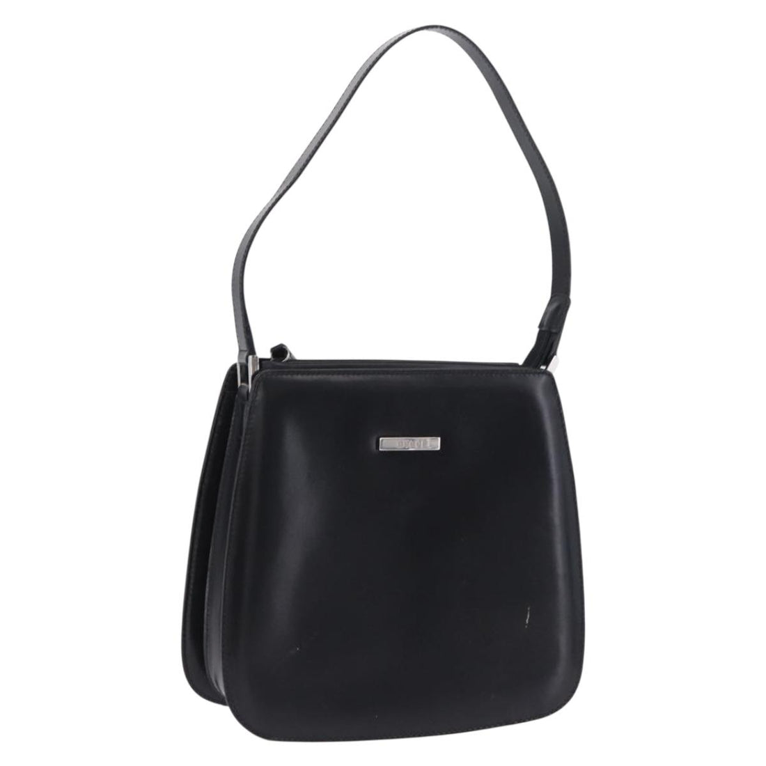 GUCCI Shoulder Bag Patent Black Silver 007 2046 Auth 198371