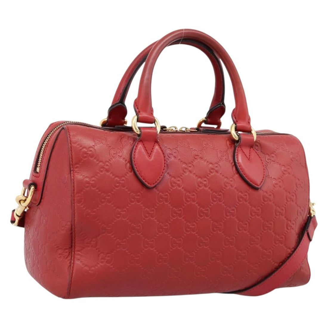 GUCCI GuccissimaGG Hand Bag Leather 2way Red Gold Tone 453573 Auth 198638
