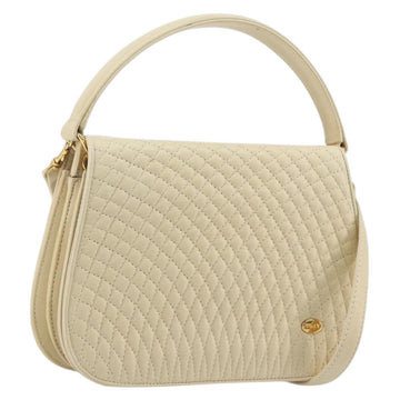 BALLY Shoulder Bag Leather 2way Ivory Gold Auth 197162A