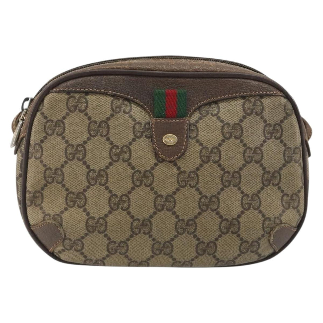 GUCCI GG Supreme Web Sherry Line Shoulder Bag PVC Beige 89 02 066 Auth BA14974