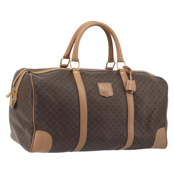 CELINE Macadam Boston Bag PVC Leather Brown Gold Tone Auth 194119A